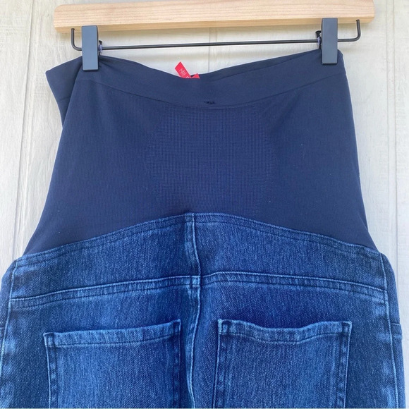 Spanx Maternity Mama Ankle Jeanish Legging Jean Womens SZ L Blue Over the Bump - Picture 7 of 13